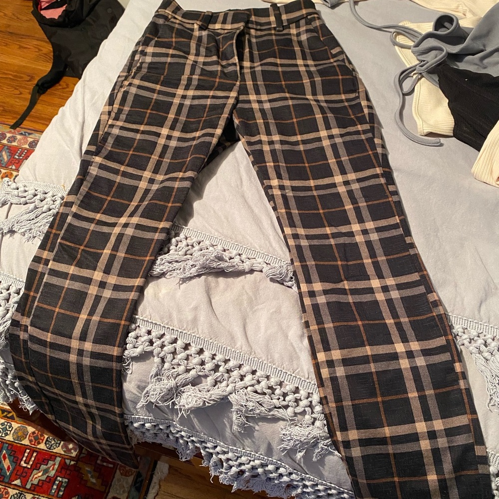 H&M plaid fitted chino pants